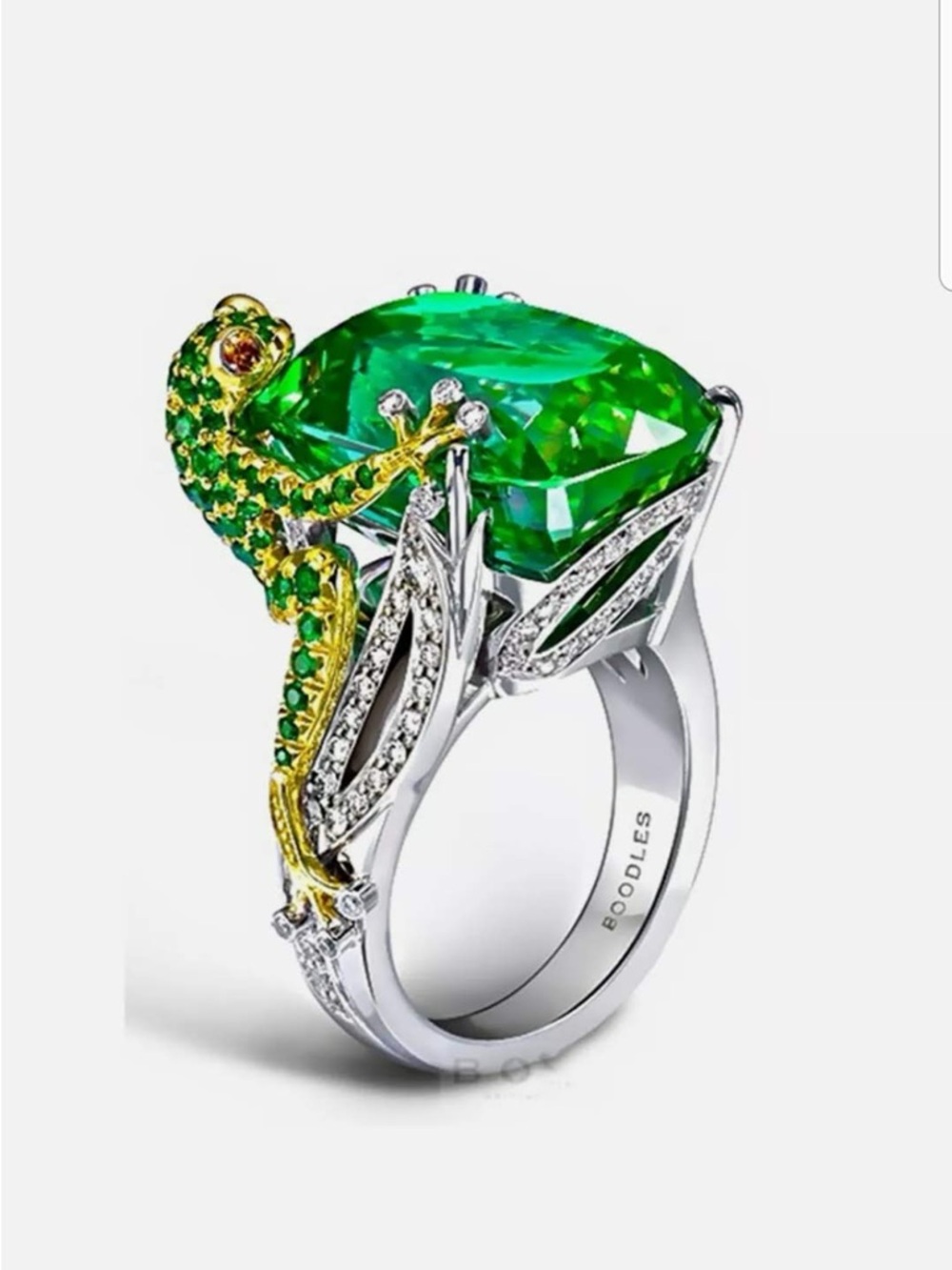 Emerald Green Lizard Cocktail Ring sz 8
